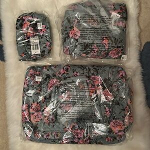 VERA BRADLEY ROSY OUTLOOK Set of Travel Bags